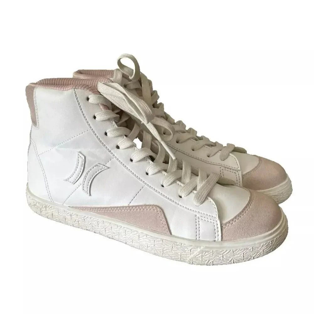 HURLEY Women’s White/Pink High Top Lace Up Sneakers Size 6.5M Fashion Shoes